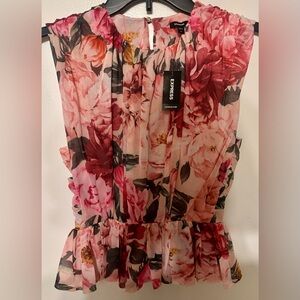 Express Pink Floral Women's Top Size XS